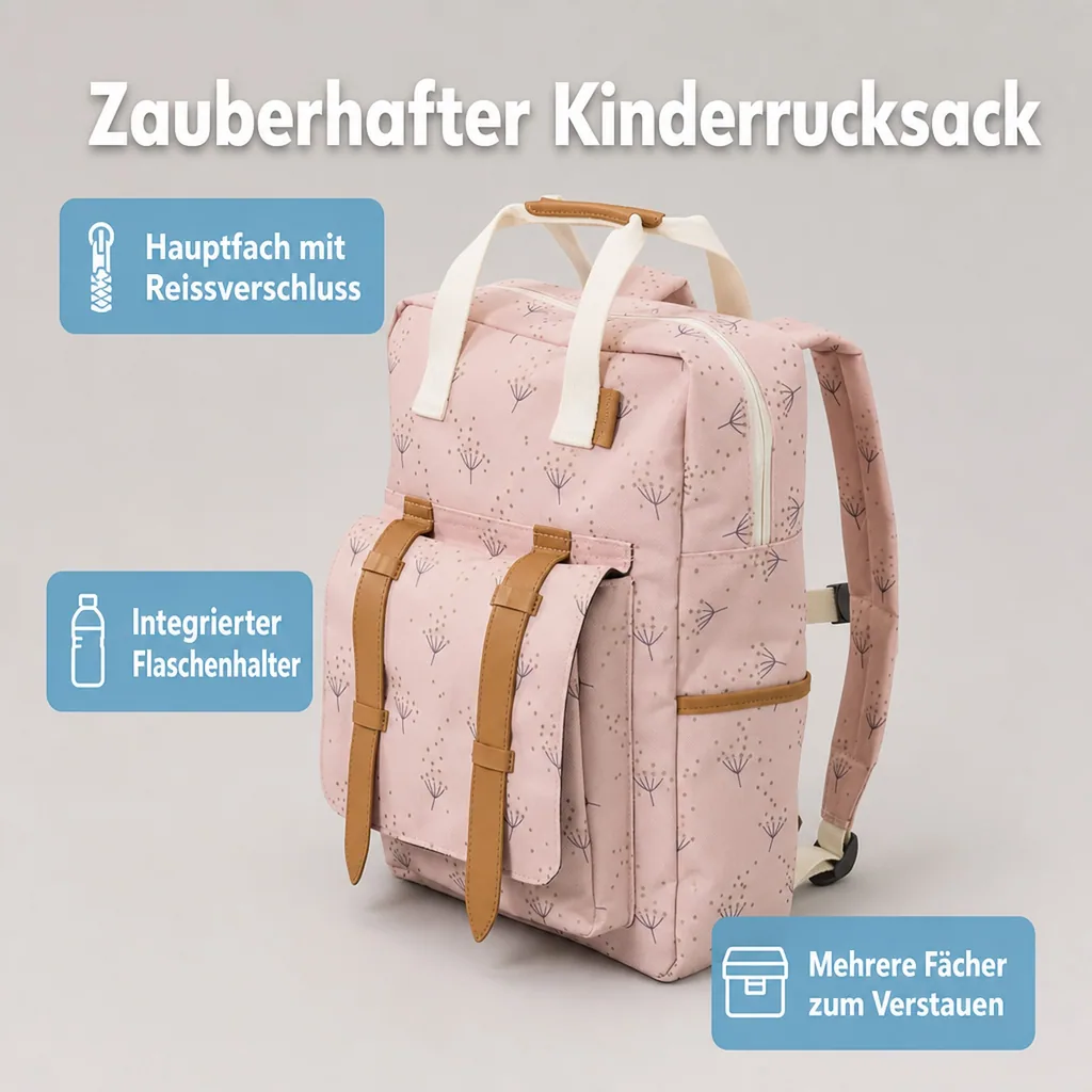 Fresk Kinderrucksack groß Löwenzahn rosa