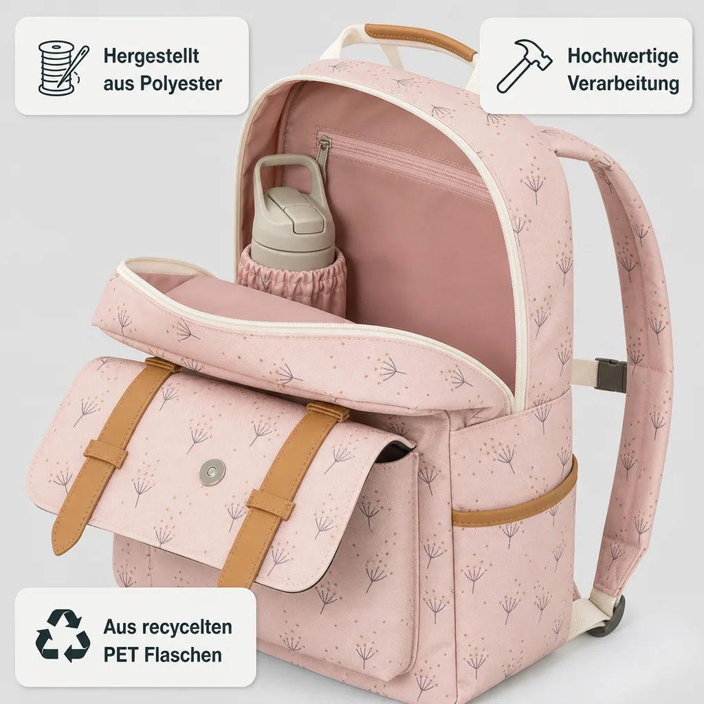Fresk Kinderrucksack groß Löwenzahn rosa