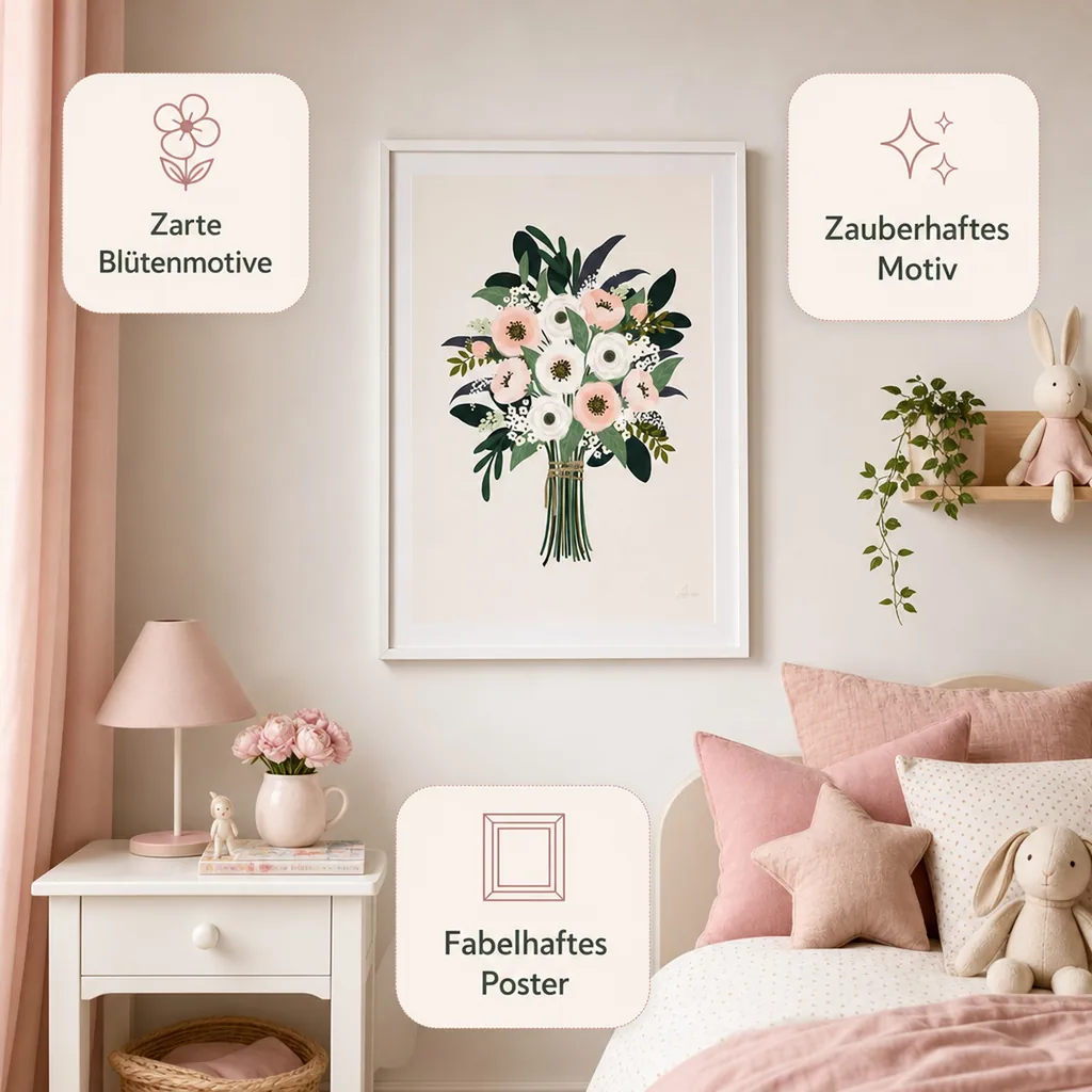Lilipinso Poster Hübscher Strauss rosa grün