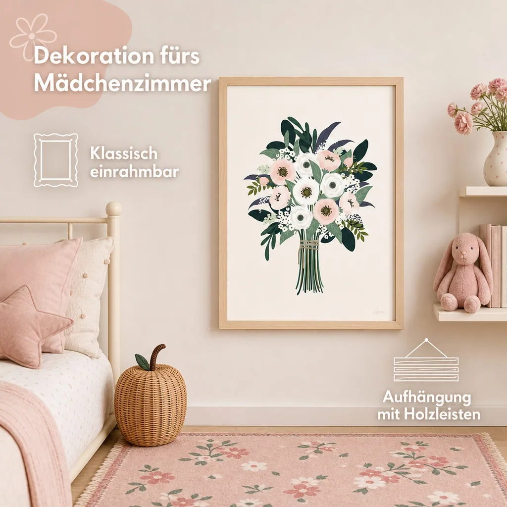 Lilipinso Poster Hübscher Strauss rosa grün