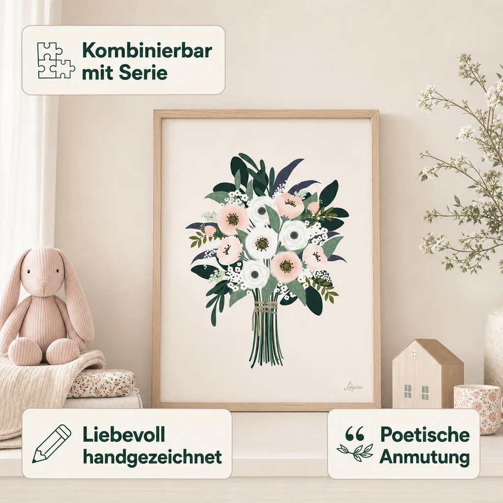Lilipinso Poster Hübscher Strauss rosa grün