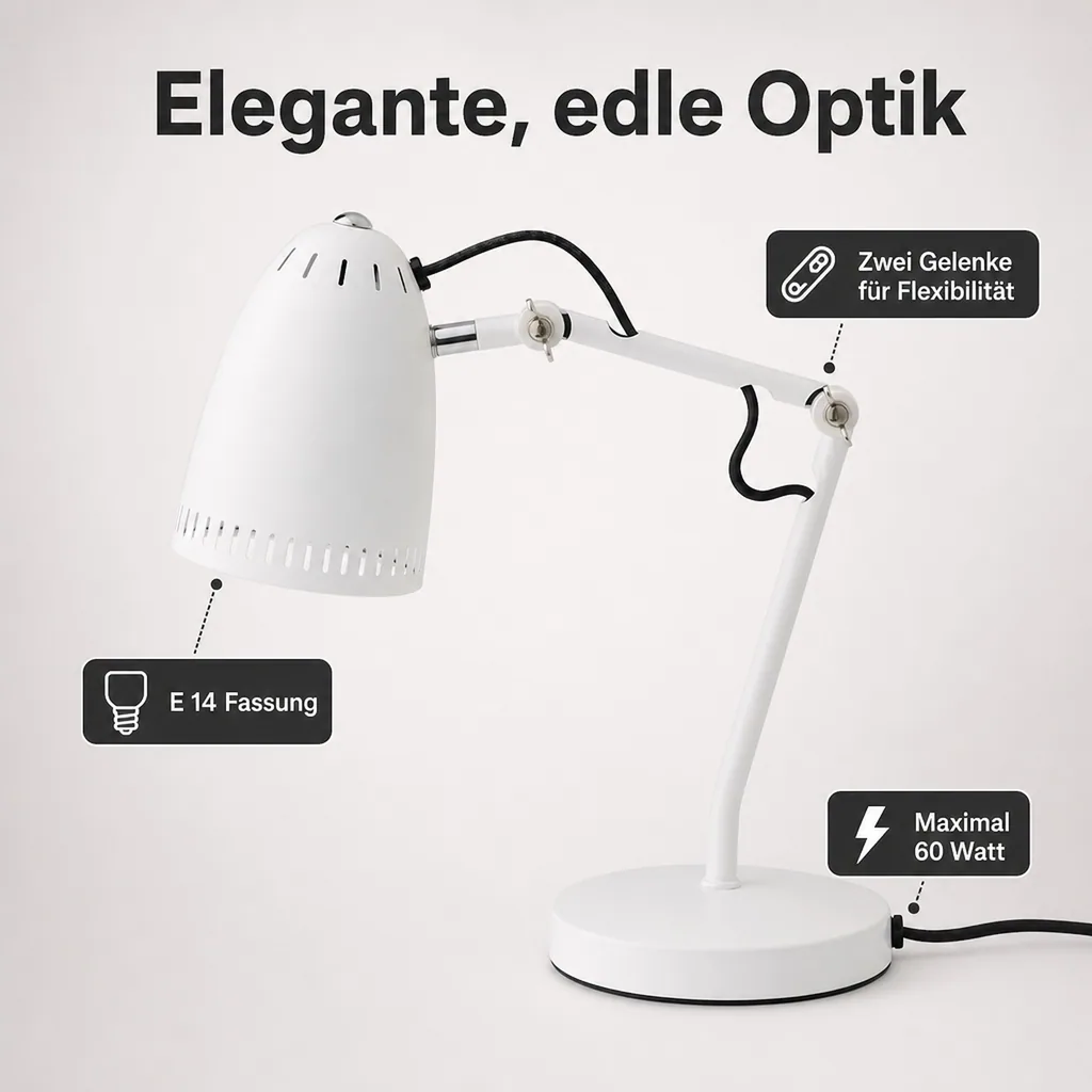 Superliving Schreibtischlampe "Dynamo 345" matt weiss