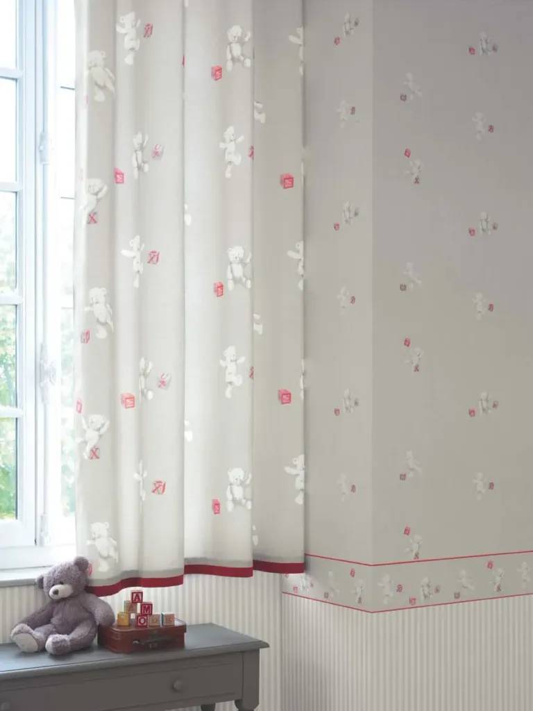 Casadeco Douce Nuit Bordüre Teddybär grau blau