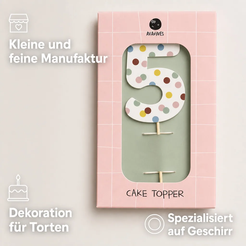 Ava & Yves Cake Topper Zahl "5"