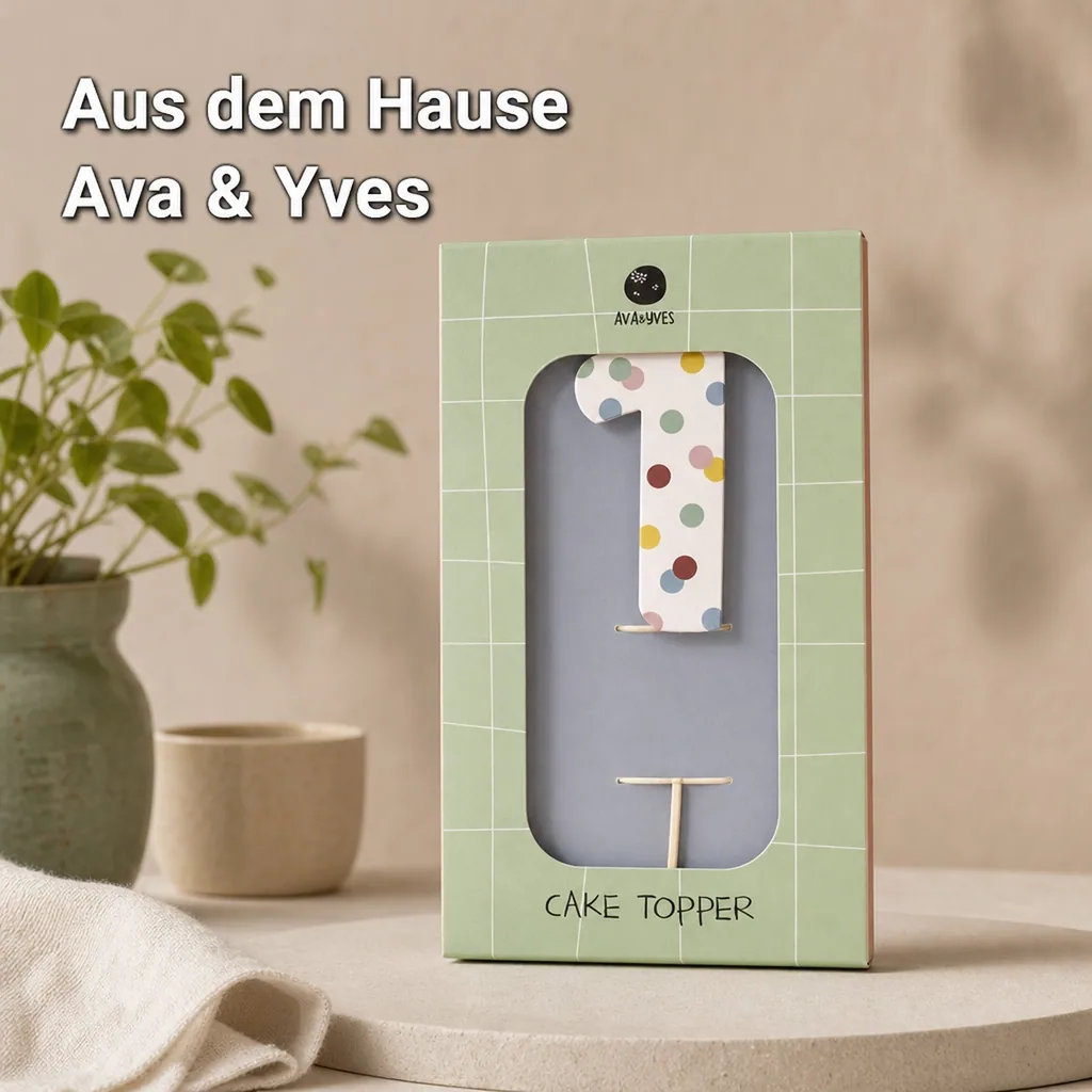 Ava & Yves Cake Topper Zahl "1"
