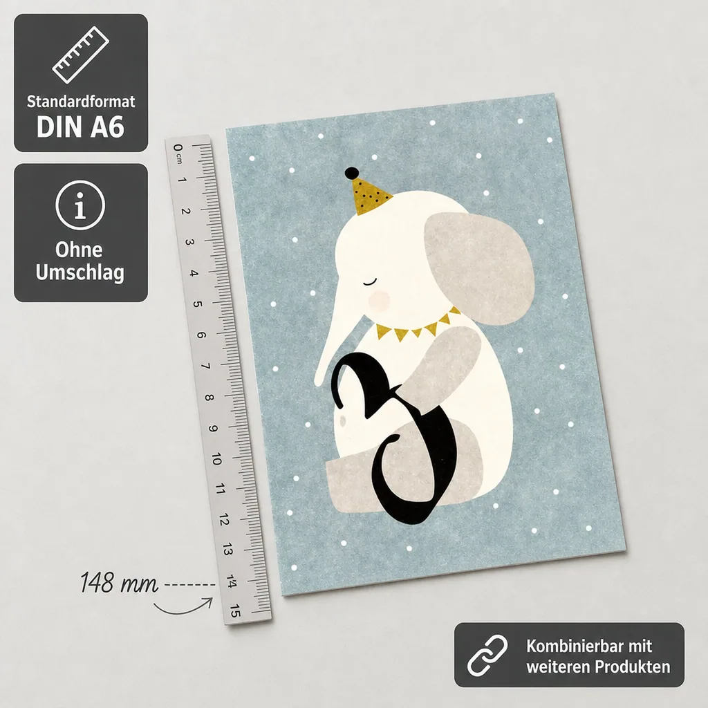 Ava & Yves Postkarte Elefant "3"