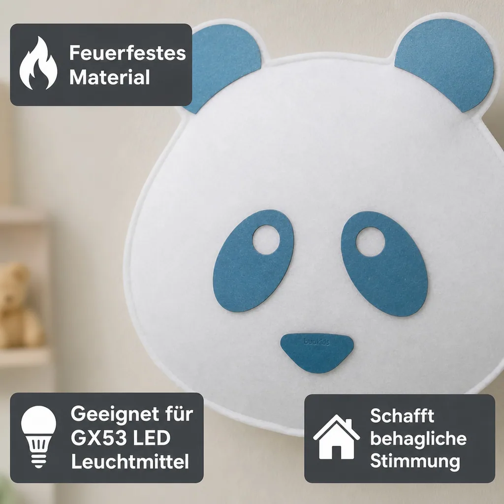 Buokids Soft Wandlampe Panda Bär blau
