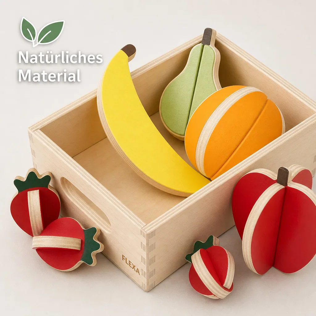 Flexa Kinder Spiellebensmittel Holz Obst