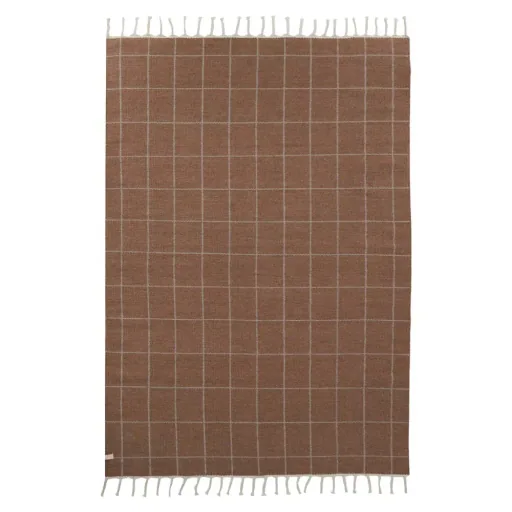 OYOY Kinderteppich Grid caramel/beige