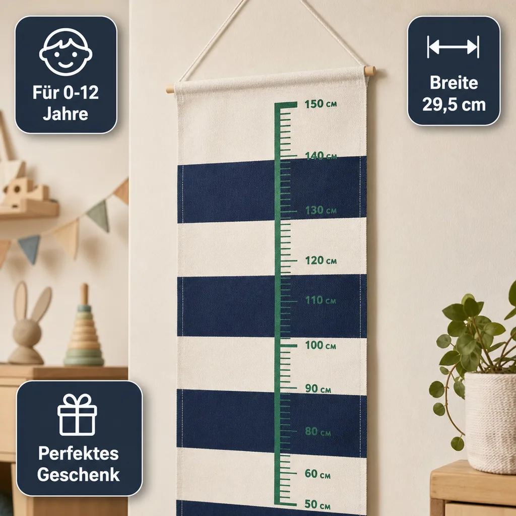 Messlatte für Kinder Helge von Liewood aus Bio-Baumwolle, Navy Multi Mix