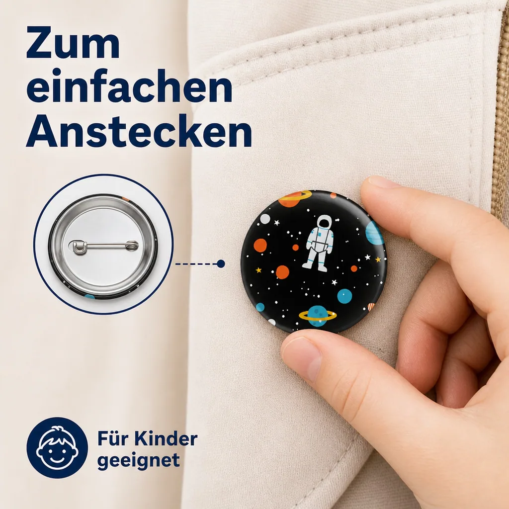 Ava & Yves Kinder Button / Anstecker Weltraum