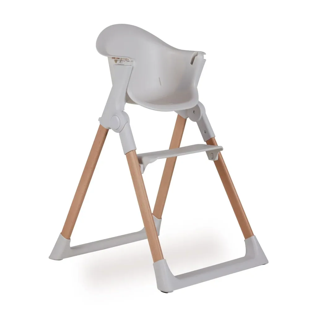 Quax Viola Hochstuhl, Fütterungsstuhl | Mitwachsender Kinderhochstuhl mit Lederbezug | Höhenverstellbar & Kompakt Faltbar, Farbe: beige