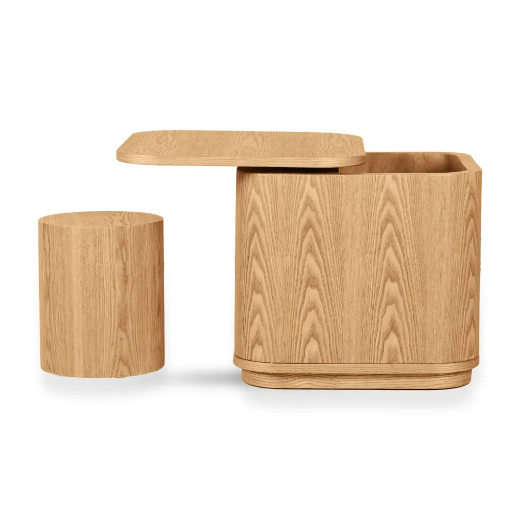 Quax Yume Kinderhocker - Robuster Hocker für Kinder mit Eschenholzfurnier, Farbe: Naturasche