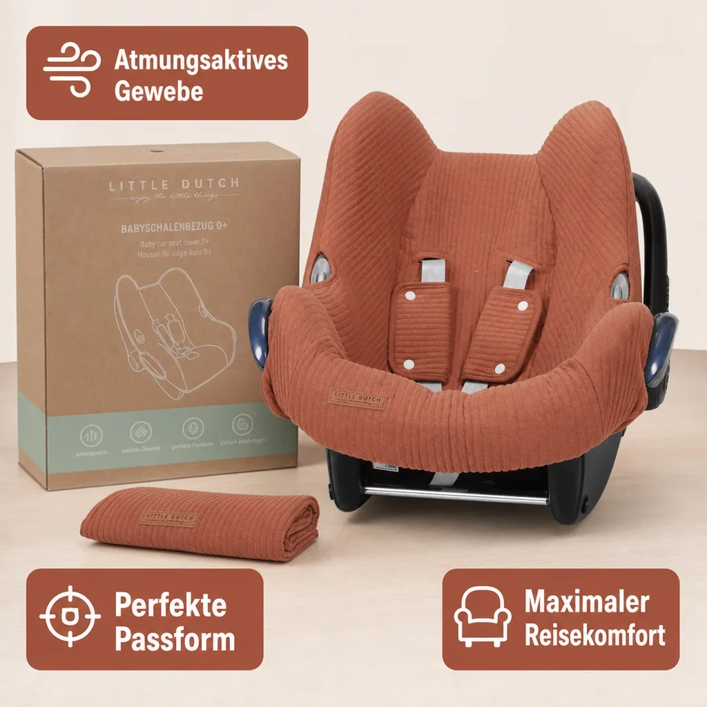 Little Dutch Babyschalenbezug 0+, Farbe: Rost rot