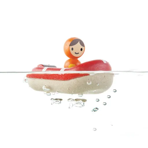 Plan Toys Badewannen-Boot Holz rot