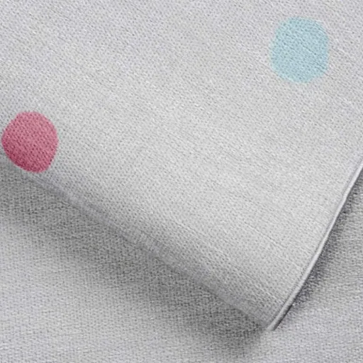 Livone Kinderteppich waschbar silber grau Punkte bunt, Teppichgrösse: 140 x 190 cm