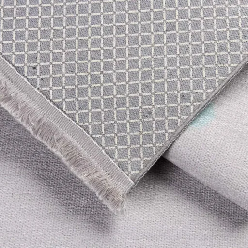 Livone Kinderteppich waschbar silber grau Punkte bunt, Teppichgrösse: 140 x 190 cm