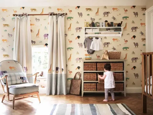 Little Sanderson Abracazoo Tapete Safari Tiere aqua rosa grau