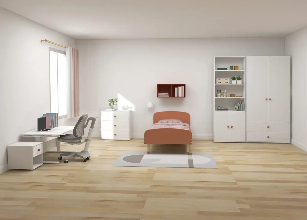 Flexa Kleiderschrank - Roomie, 2 Türen + 2 Schubladen, Farbe: Weiß/Rouge