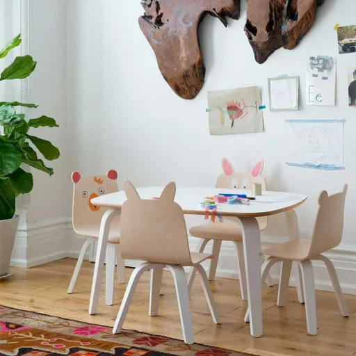 Oeuf Kinderstuhl Bär Walnuss mit weiß