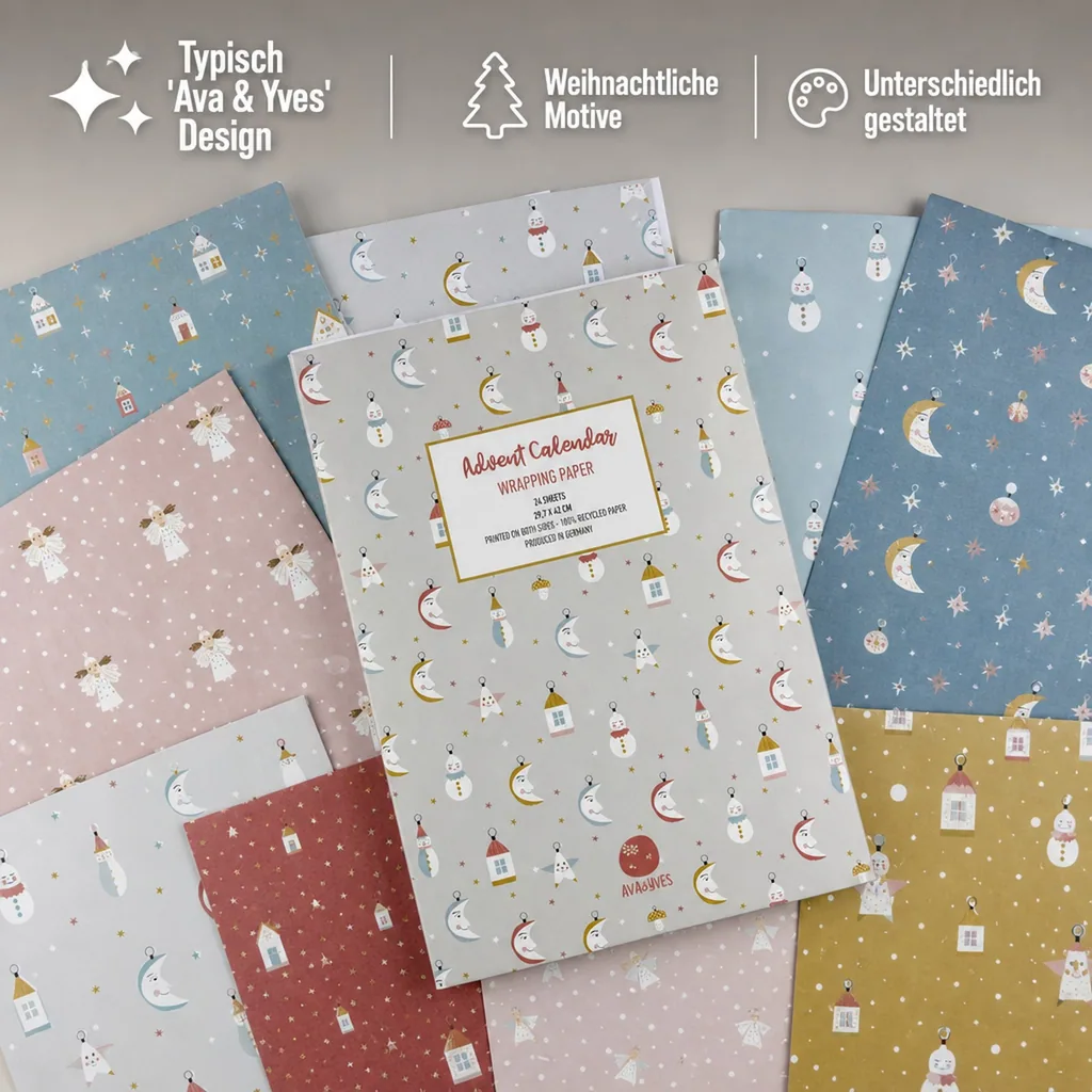 Ava & Yves Geschenkpapier Adventskalender Weihnachtstraum