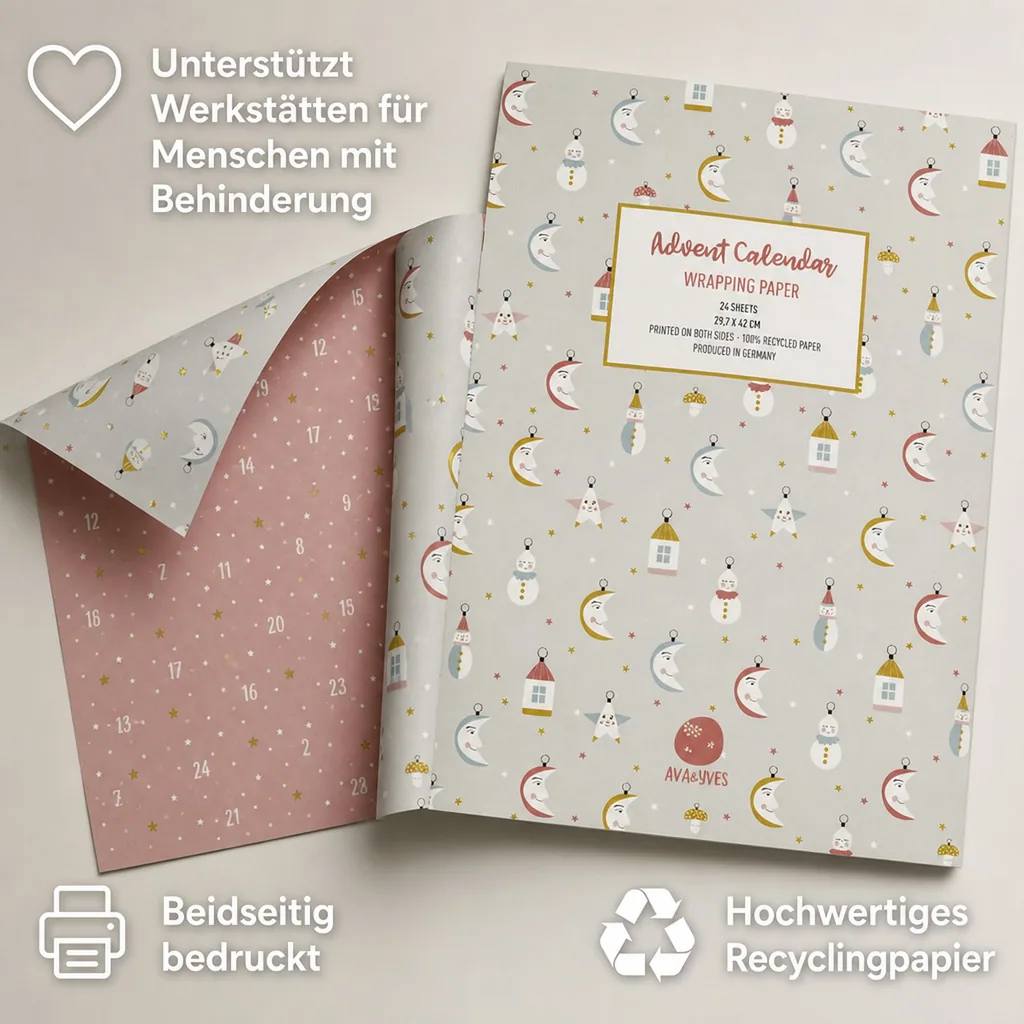 Ava & Yves Geschenkpapier Adventskalender Weihnachtstraum