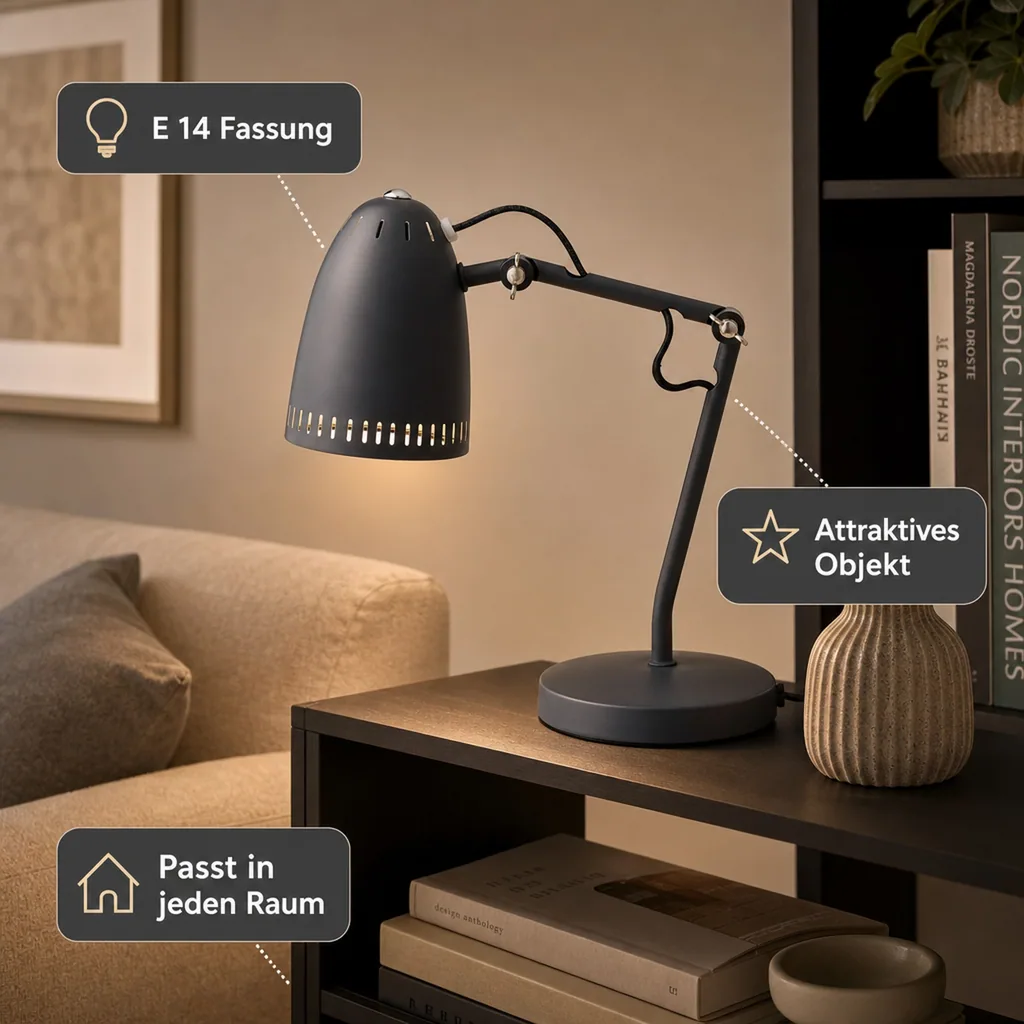 Superliving Schreibtischlampe "Dynamo 345" matt schwarz