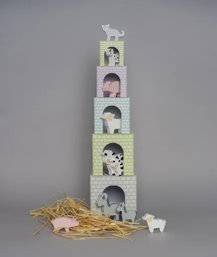 Jabadabado Stapelturm, Stapelspielzeug - Würfel mit Tieren
