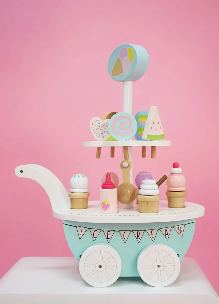 Jabadabado Kinderspielzeug, Eiswagen Holz, Eiscreme Spielzeug, Kinder Eiswagen