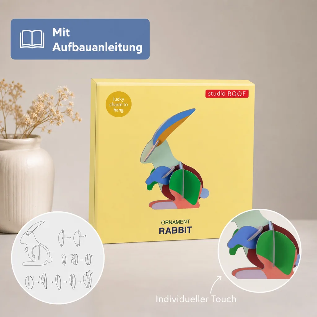 Studio ROOF Ornament, Bastel-Set, 3D Wandobjekt - Hase