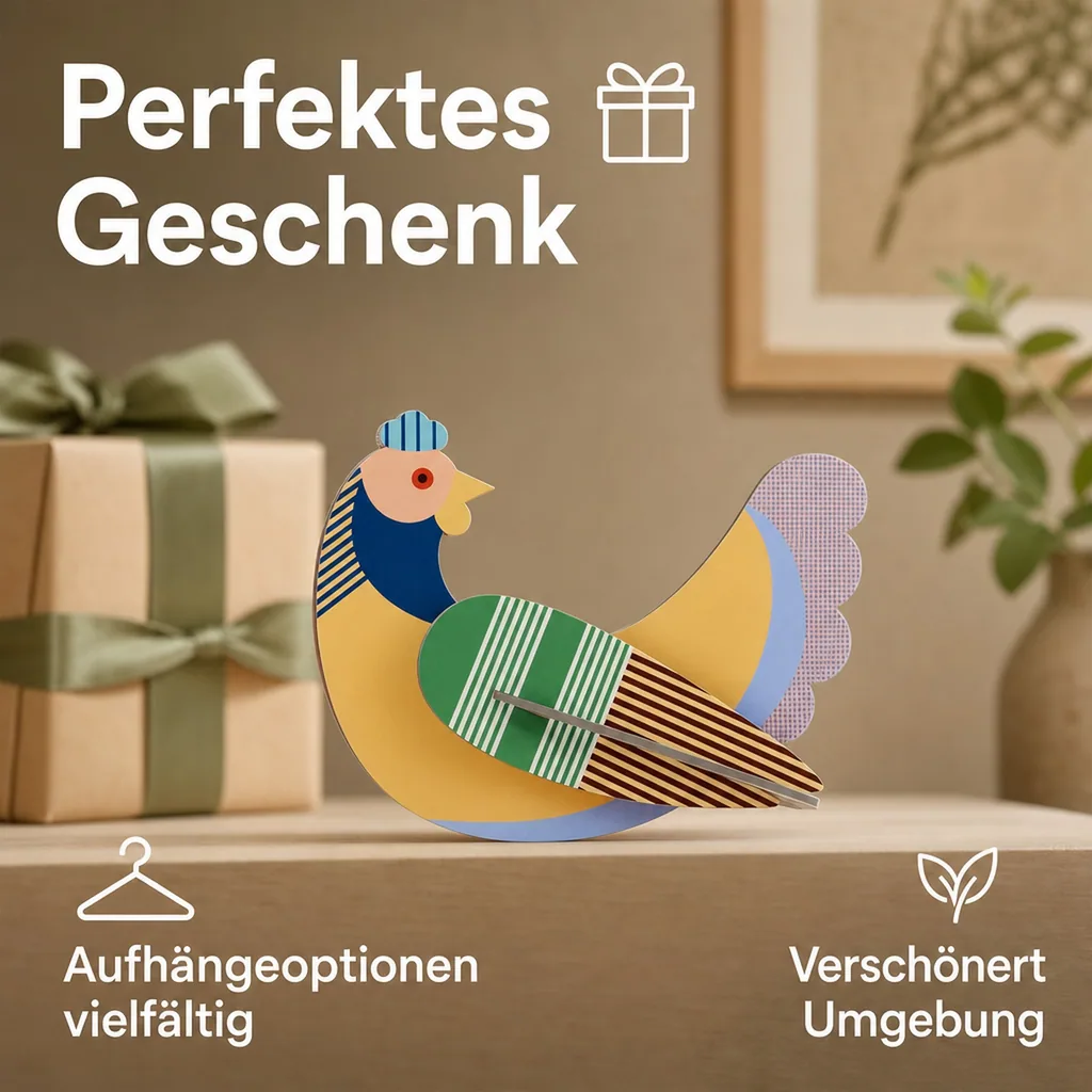 Studio ROOF Ornament, Bastel-Set, 3D Wandobjekt - Huhn