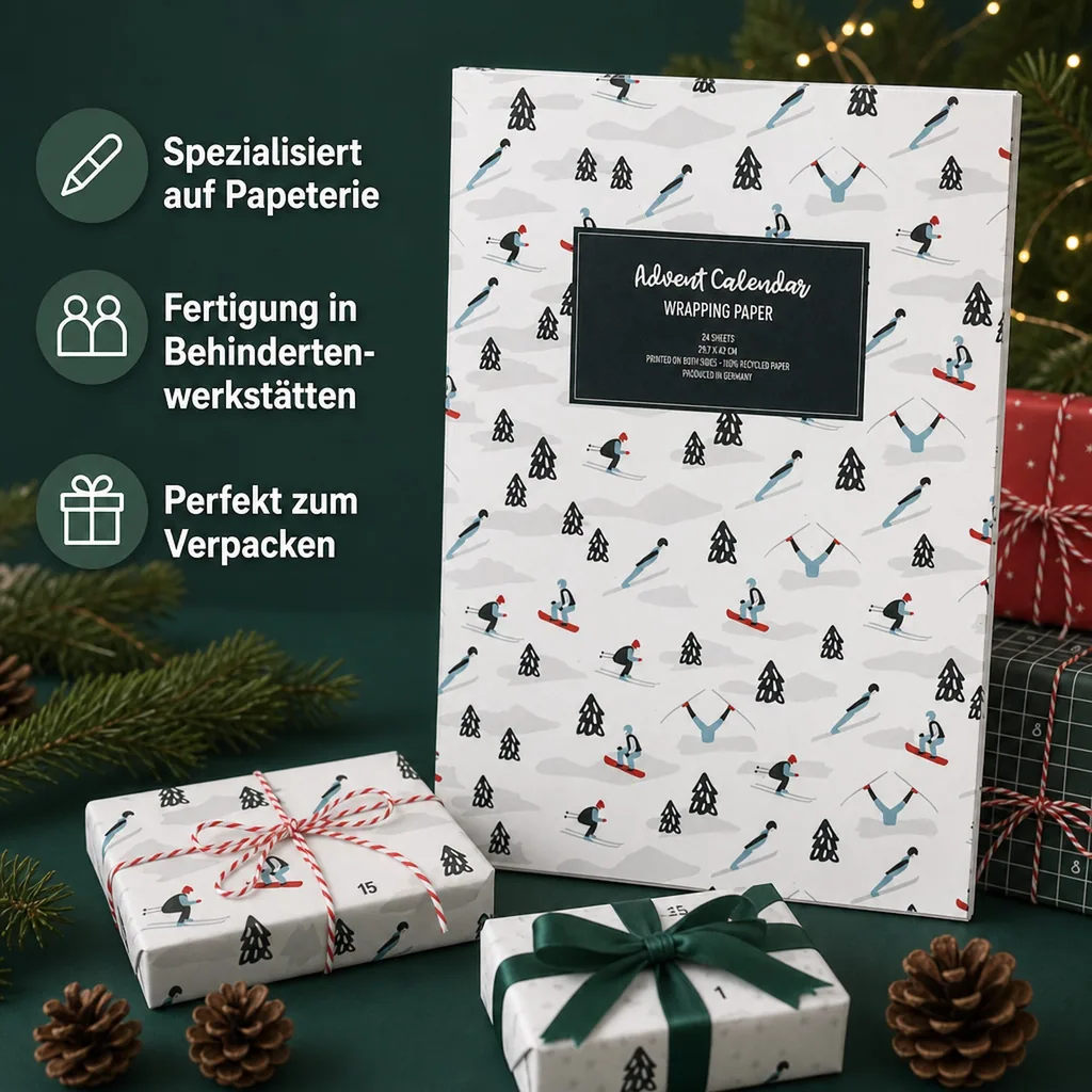 Ava & Yves Geschenkpapier Adventskalender Ski