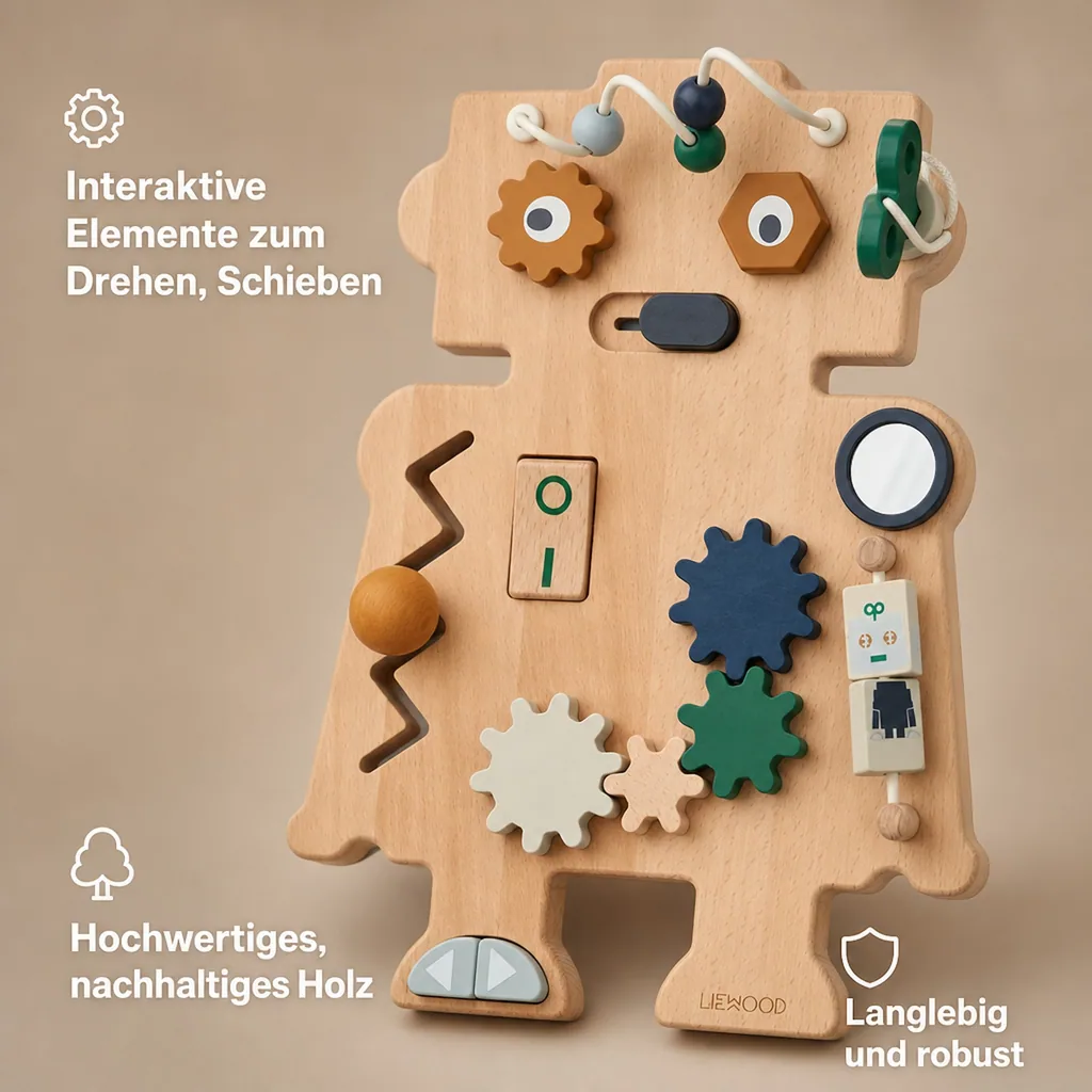Liewood Holzspielzeug, Spielbrett - Carola Roboter, Indigoblau multi mix