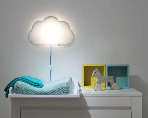 Buokids Softlampe Nachtlicht/Wandlampe Wolke, Ausführung: Schnur & Stecker; Farbe der Naht: gelb