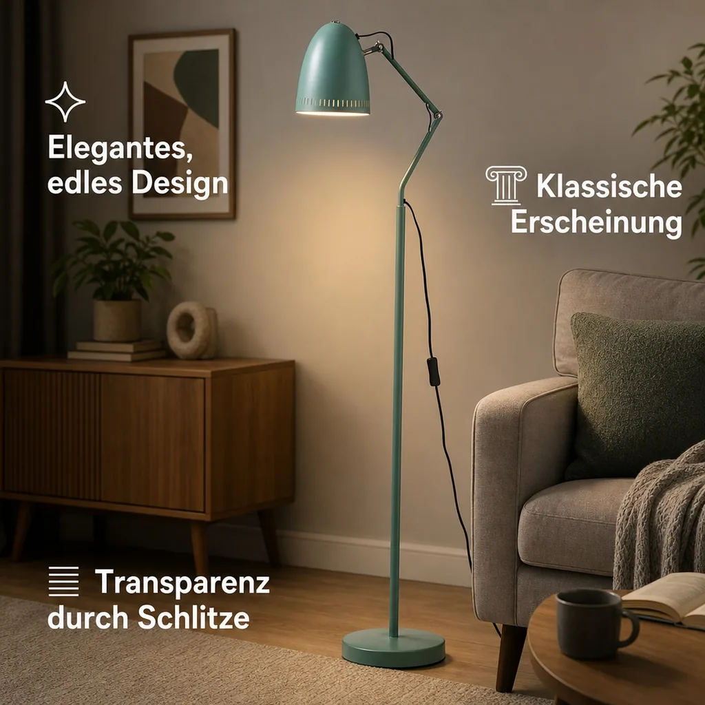 Superliving Stehlampe Metall "Dynamo" matt mint dunkel