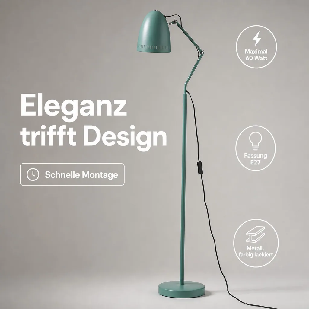 Superliving Stehlampe Metall "Dynamo" matt mint dunkel