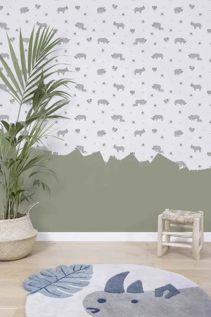Lilipinso Teppich Nashorn grau blau 100 cm